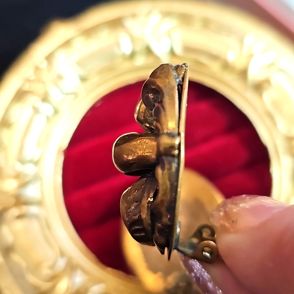 Art Nouveau Brass Clip On Earrings - Picture 5 of 5